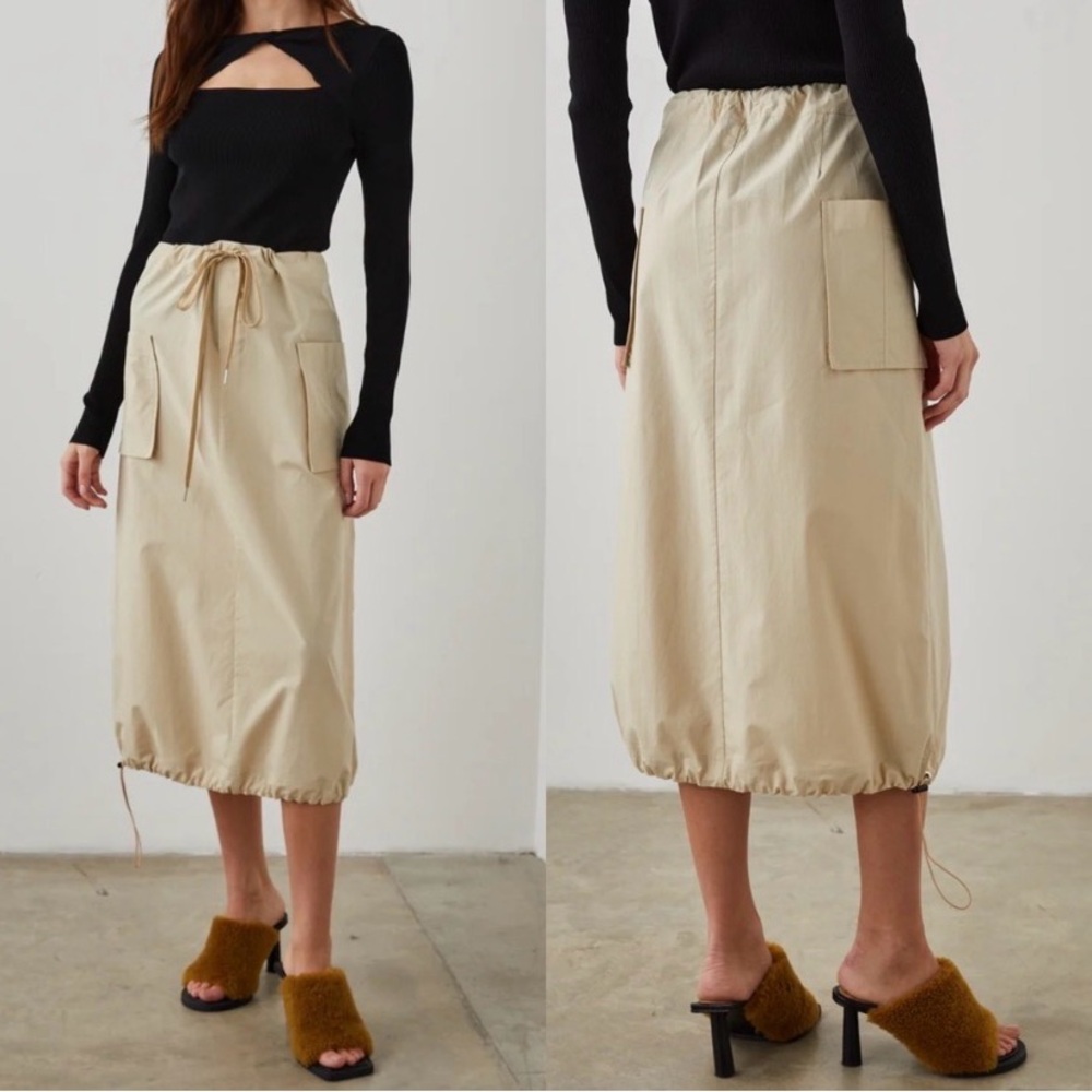 NWT Rails Tatiana Drawstring Cargo Pocket Midi Skirt; Sz Small; Color Tidal Foam